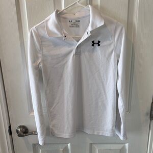 Under Armour White Long Sleeve Polo Shirt